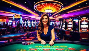 Adults comparing online slots and live casino categories on a phone